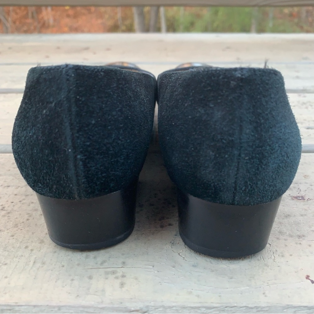 Salvatore Ferragamo black embossed leather cap toe and suede shoes size 7.5 B - Picture 8 of 15